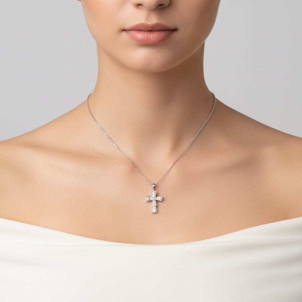 Platinum Diamond Cross Necklace