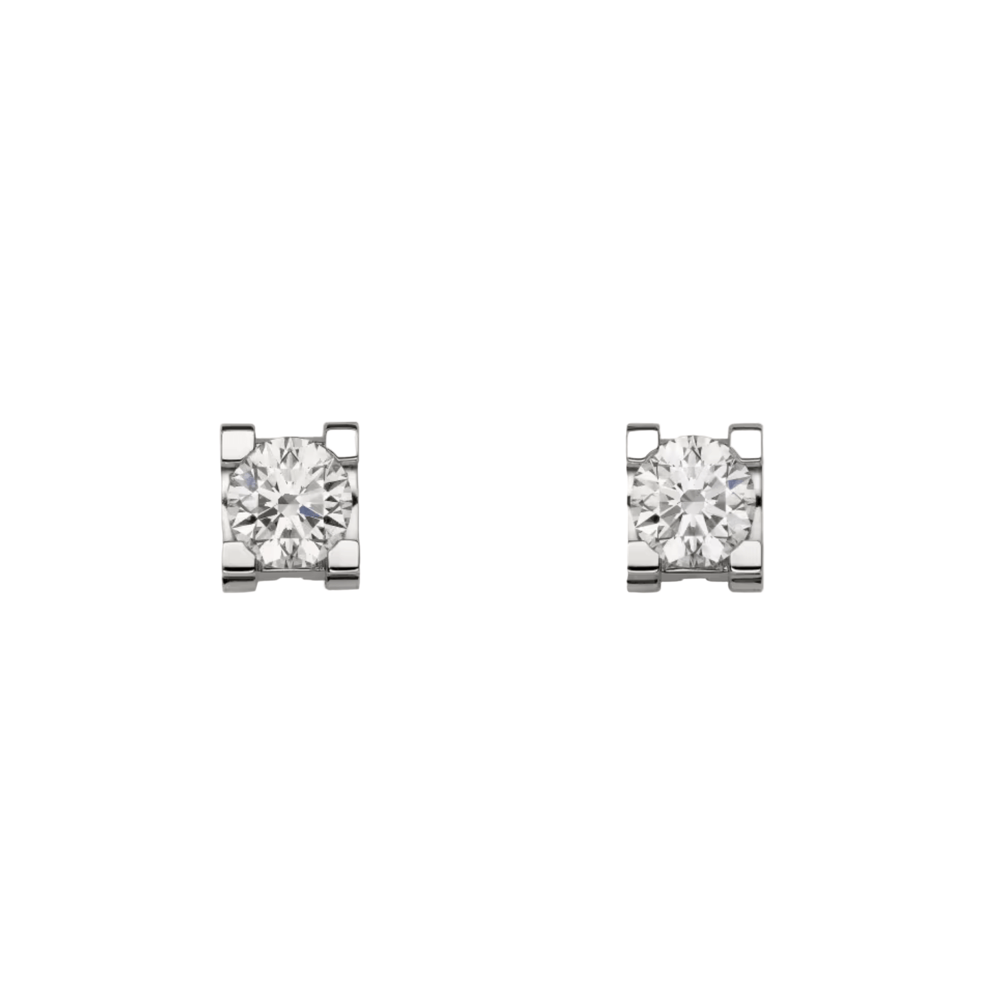 Square-Set Solitaire Diamond Stud Earrings