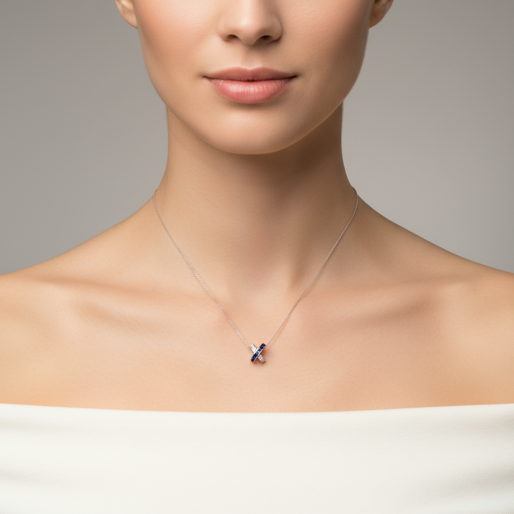 Blue and White Diamond Necklace