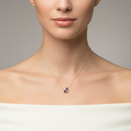 Blue and White Diamond Necklace