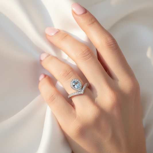 Aquamarine Diamond Ring