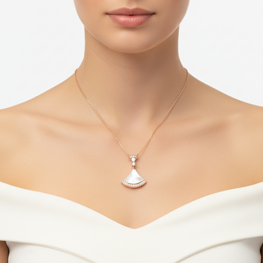 Fan-Shaped Gemstone Necklace