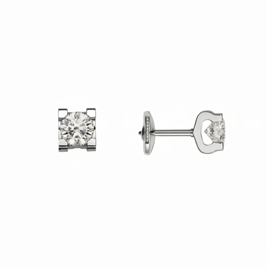 Square-Set Solitaire Diamond Stud Earrings