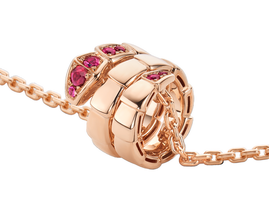 Rose Gold Ruby Serpentine Necklace