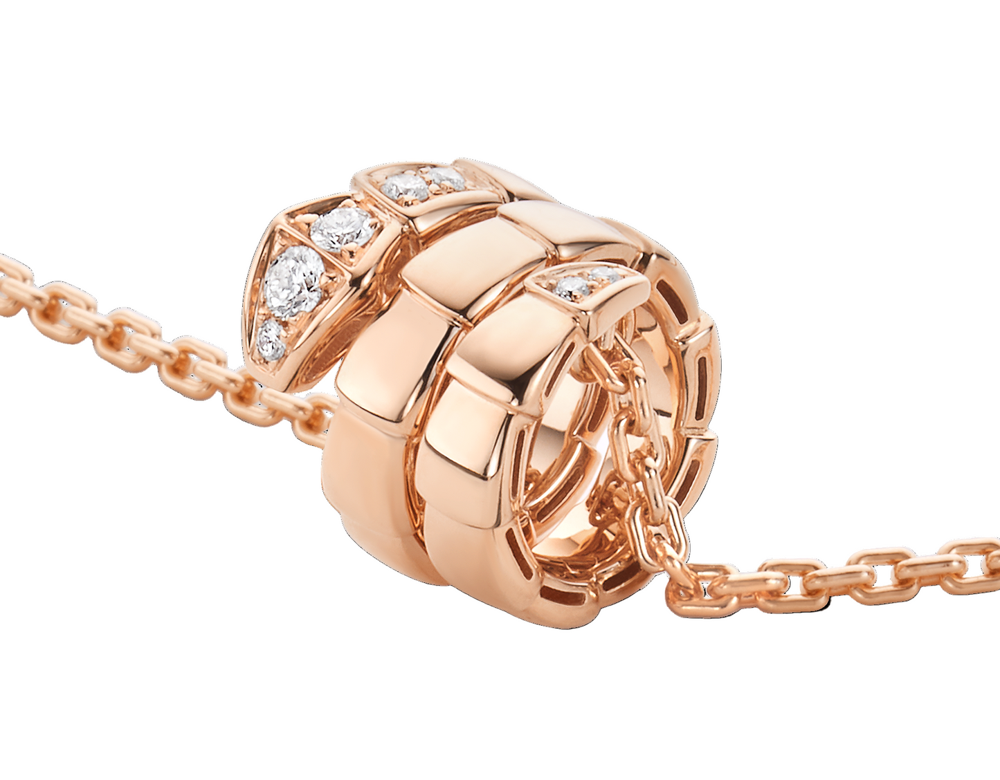 Rose Gold Snake-Inspired Circular Necklace