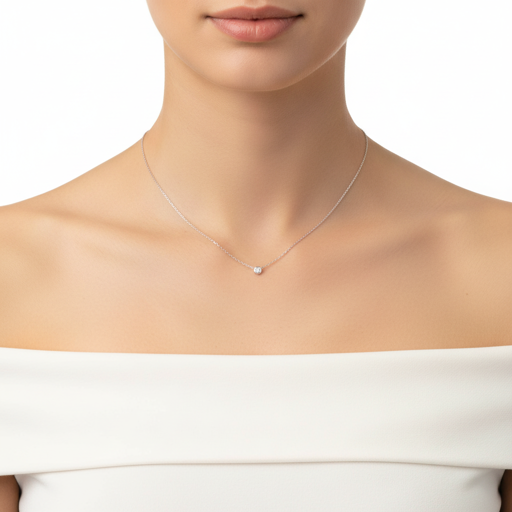 Diamond Dewdrop Solitaire Necklace