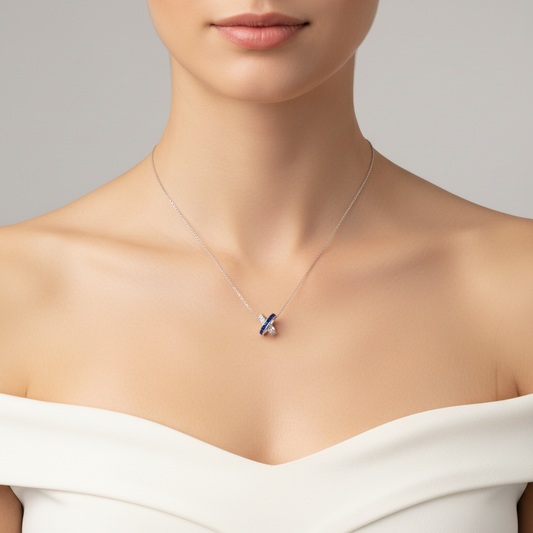 Blue and White Diamond Necklace