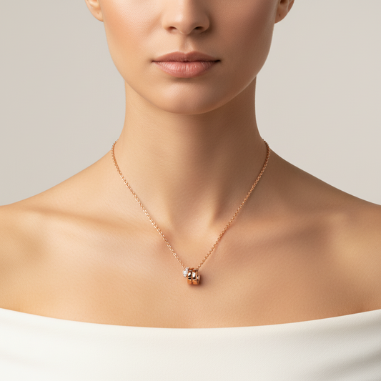 Rose Gold Snake-Inspired Circular Necklace