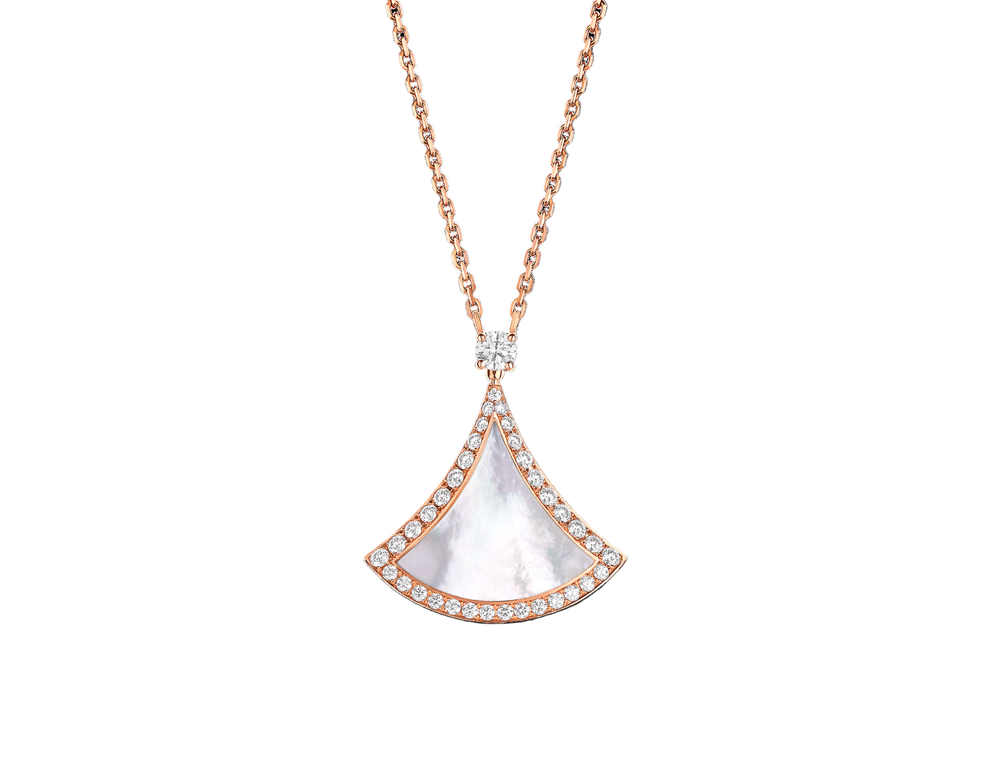 Rose Gold Diamond Fan-Shaped Necklace