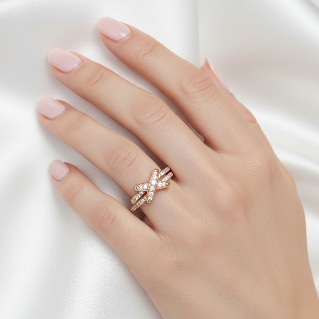 Cross-Set Diamond Ring
