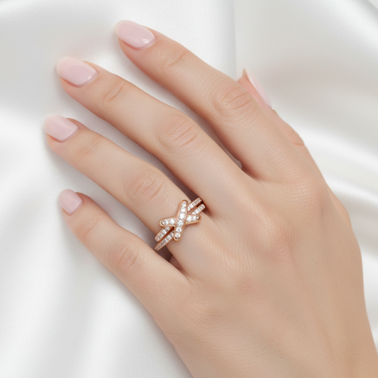 Cross-Set Diamond Ring