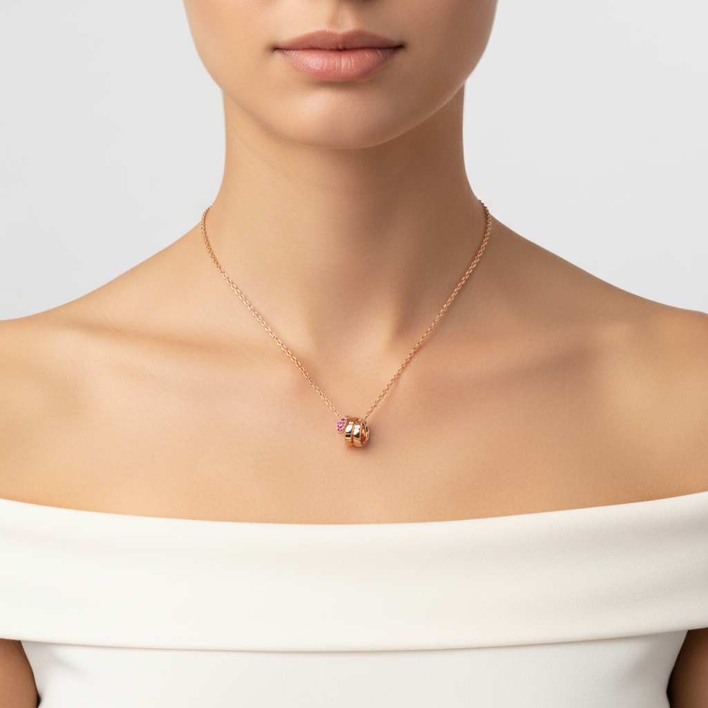 Rose Gold Ruby Serpentine Necklace