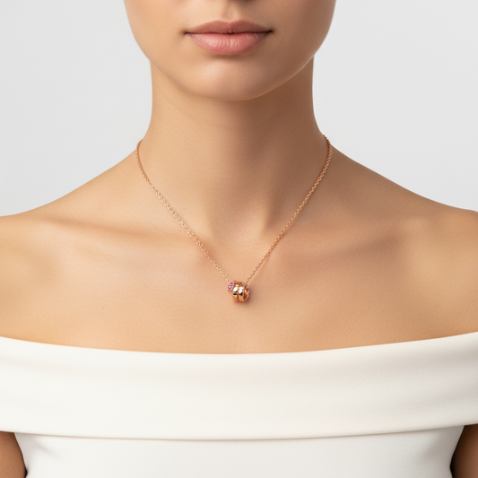 Rose Gold Ruby Serpentine Necklace