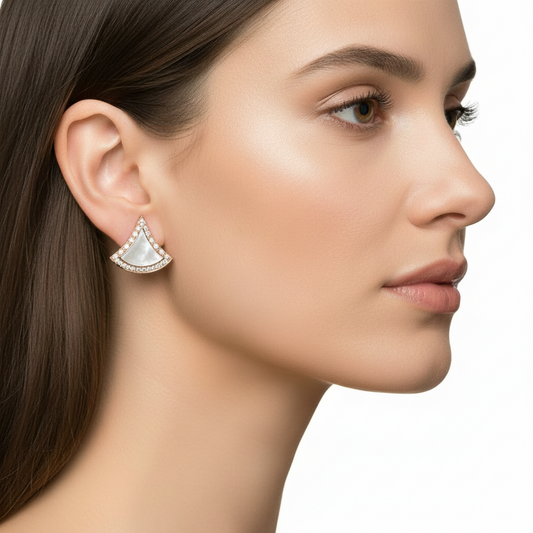 Scallop Diamond Stud Earrings