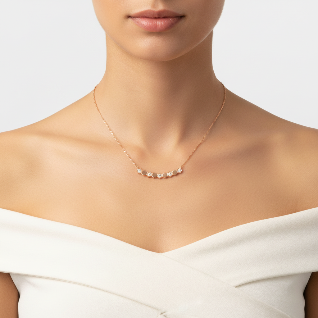 Honeycomb Diamond Smile Necklace