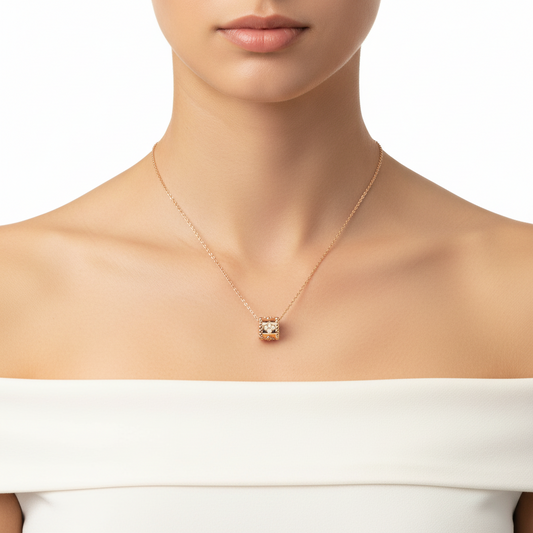 Two-Tone Cylinder Pendant Necklace