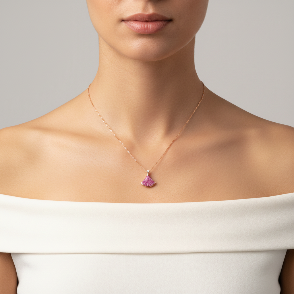 Pink Diamond Fan-Shaped Necklace