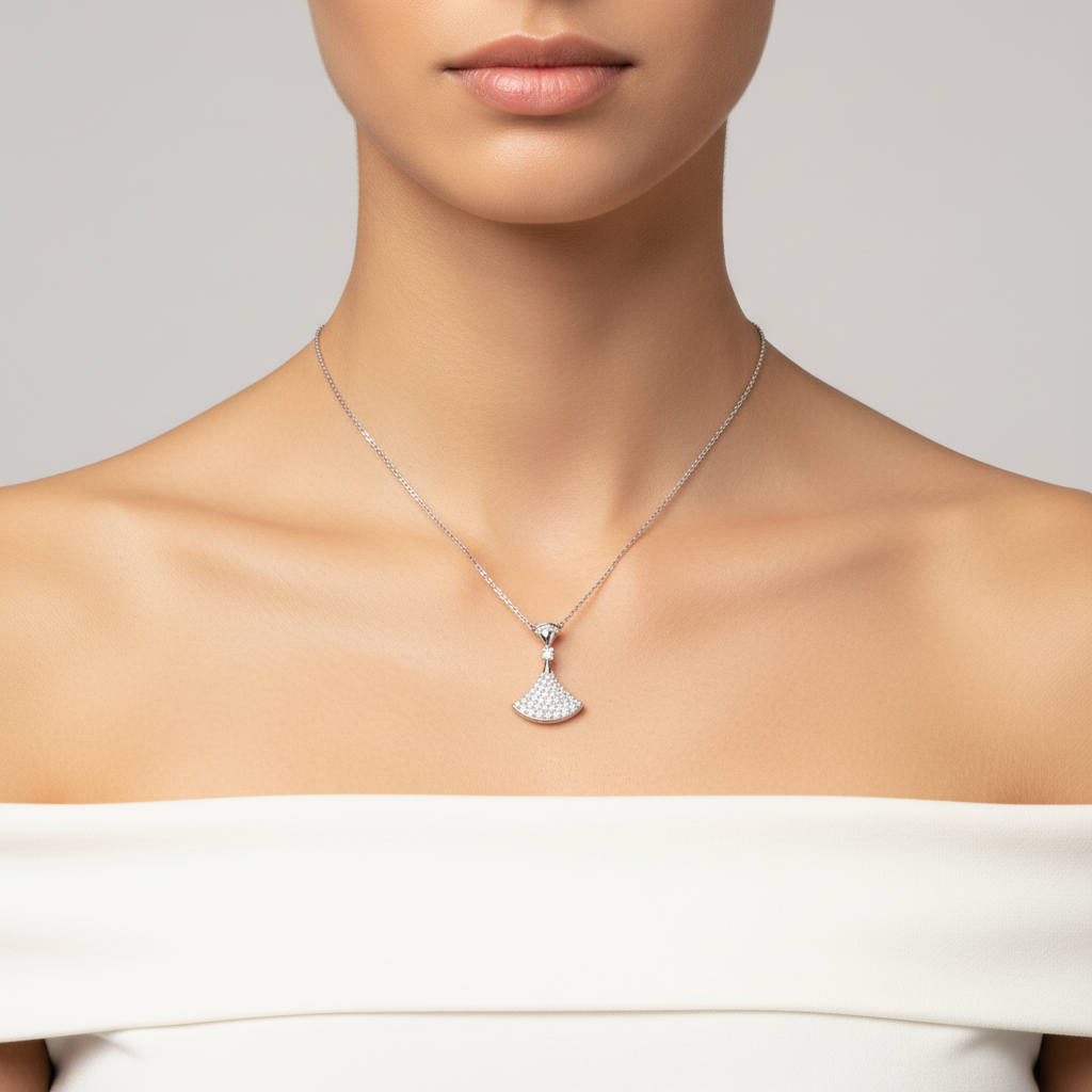 Full Diamond Fan Necklace