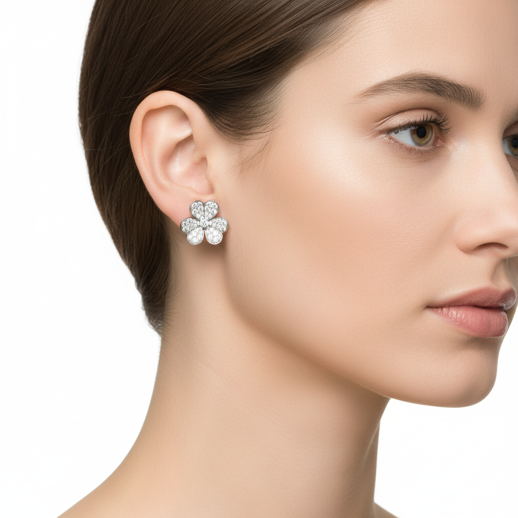 Full Diamond Four-Leaf Clover Earrings