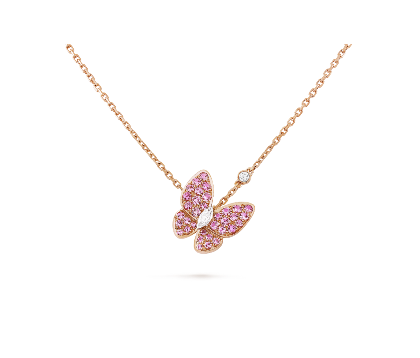 Pink Diamond Butterfly Necklace