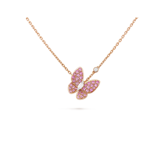 Pink Diamond Butterfly Necklace