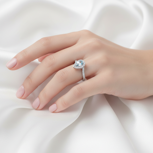 Aquamarine Diamond Ring