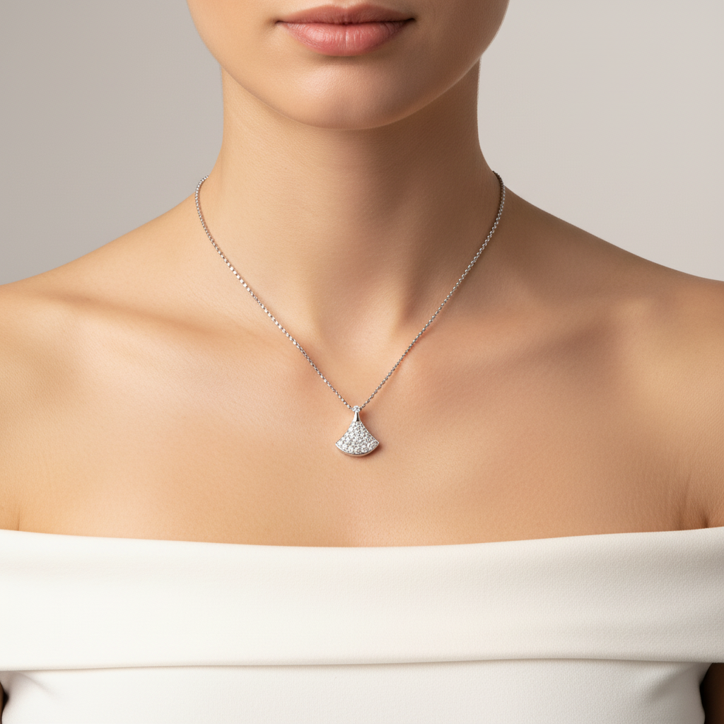 Diamond Fan Shimmer Necklace