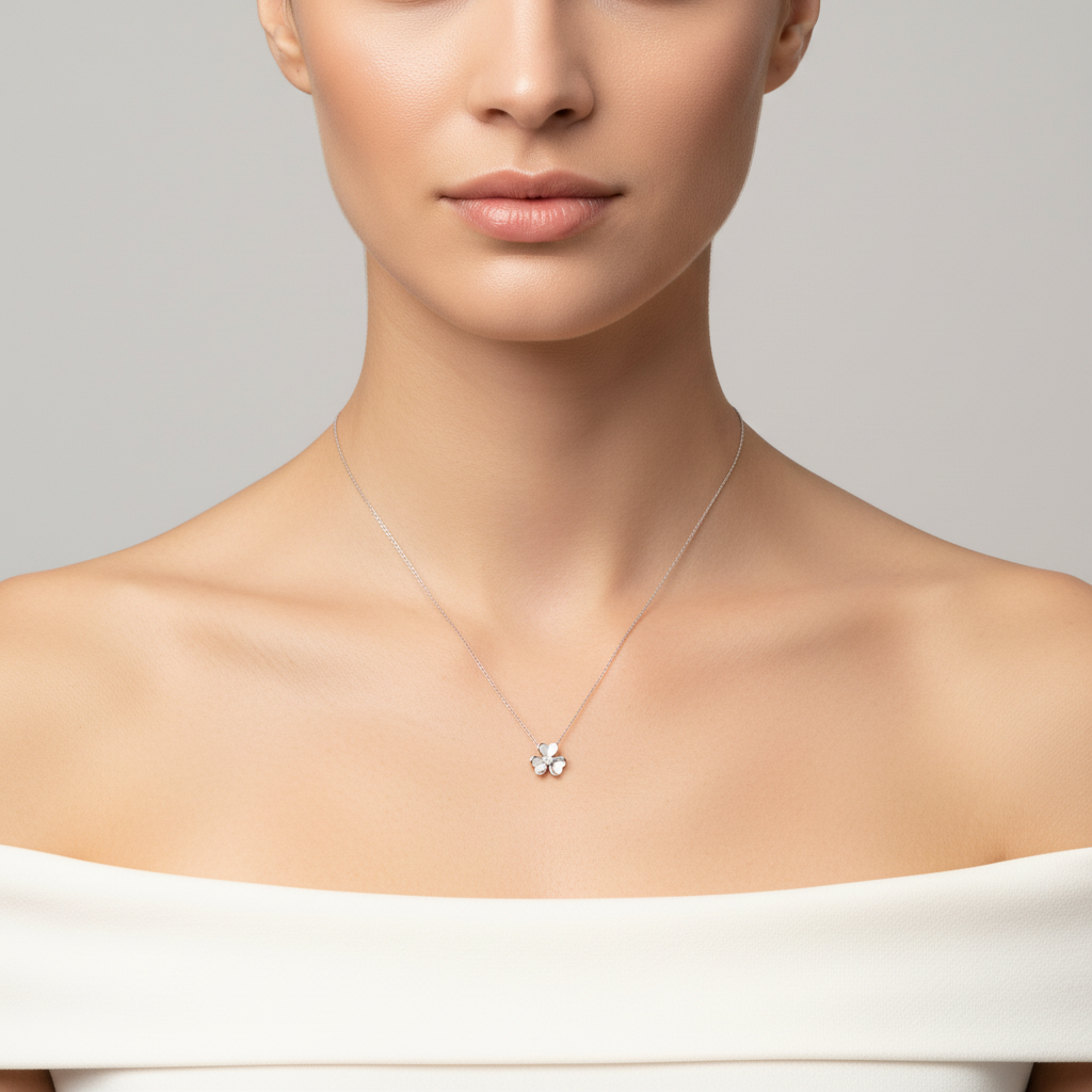 Single Diamond Clover Necklace
