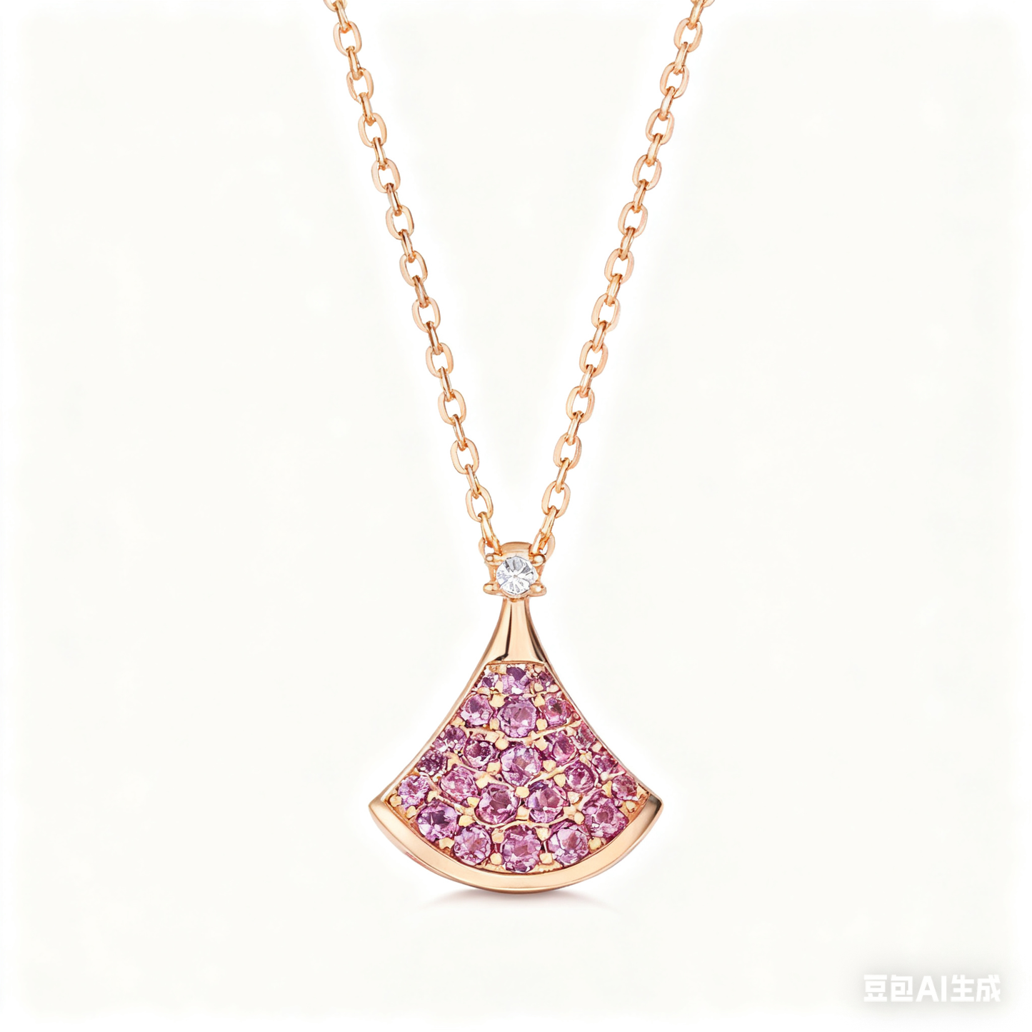 Pink Diamond Fan-Shaped Necklace