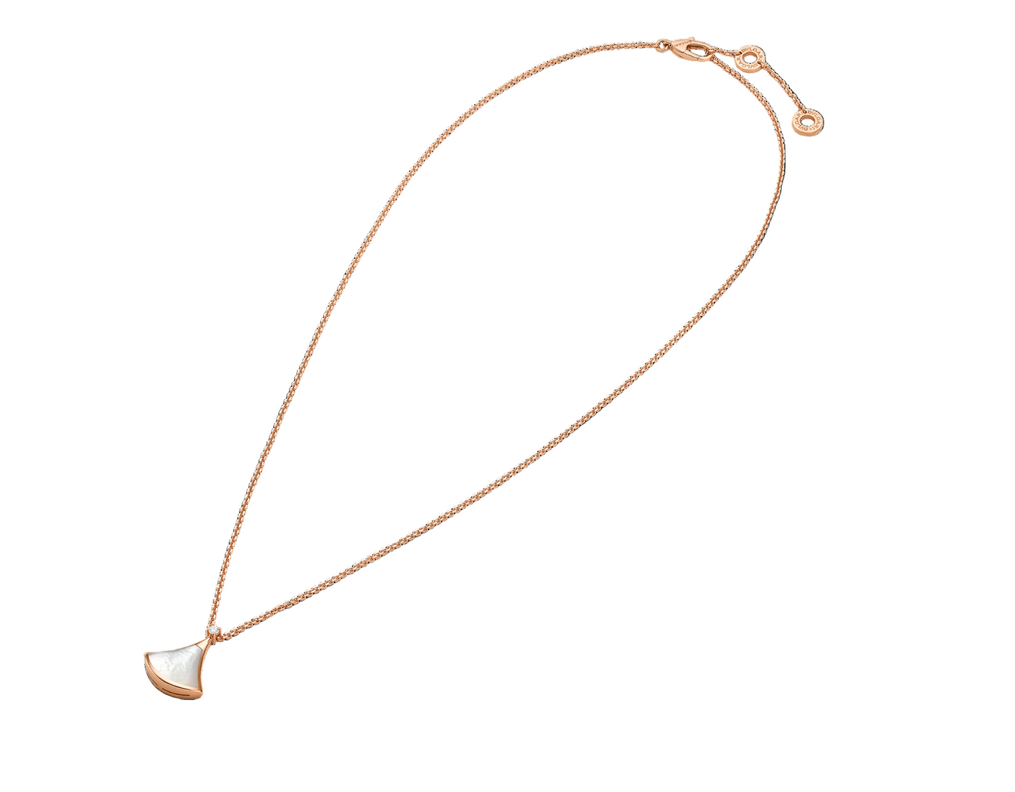 White Mother-of-Pearl Diamond Fan-Shaped Necklace