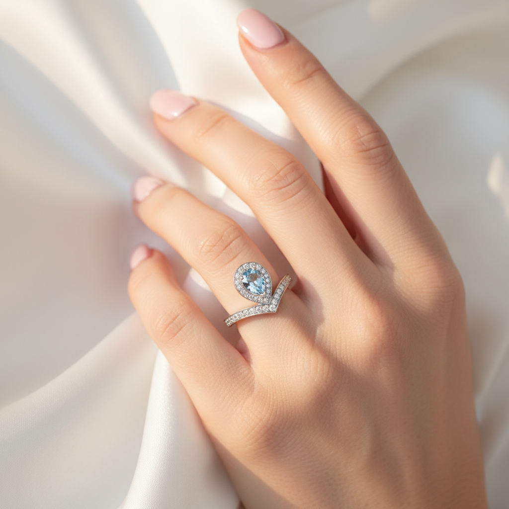 Aquamarine Diamond Ring