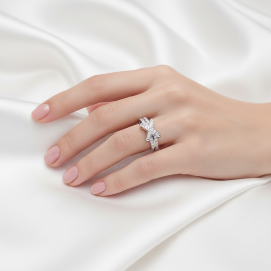 Cross-Set Diamond Ring