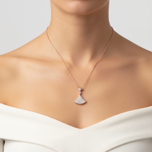 Full Diamond Fan Necklace