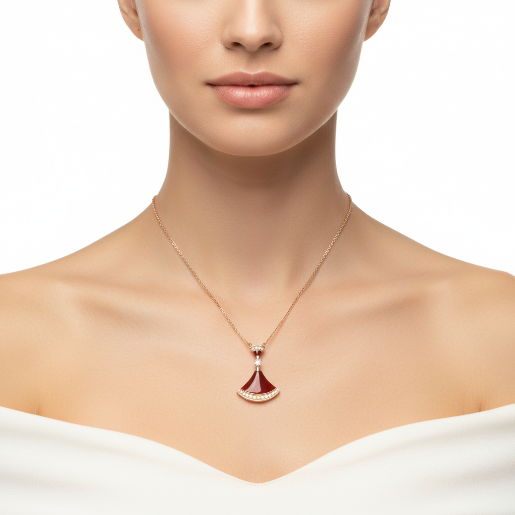 Fan-Shaped Gemstone Necklace