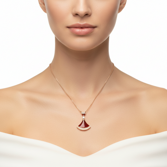 Fan-Shaped Gemstone Necklace