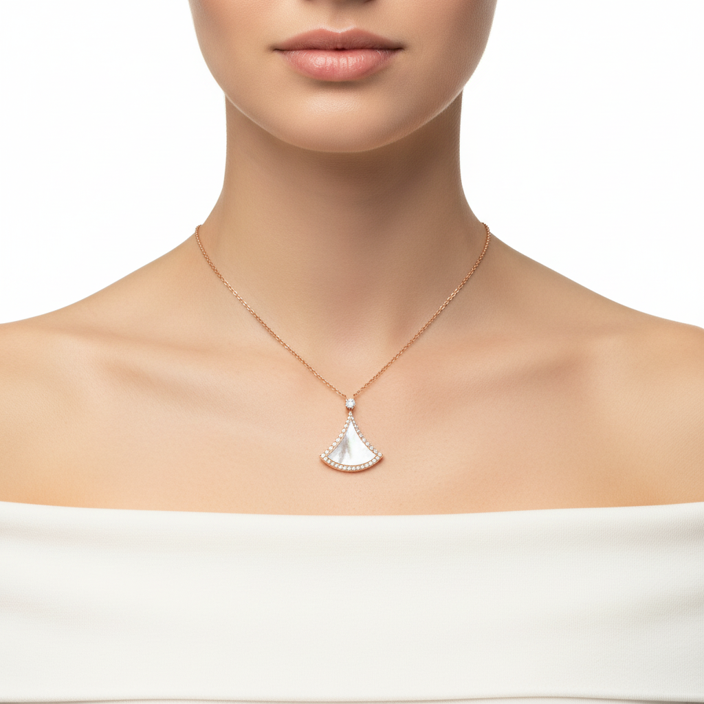 Rose Gold Diamond Fan-Shaped Necklace