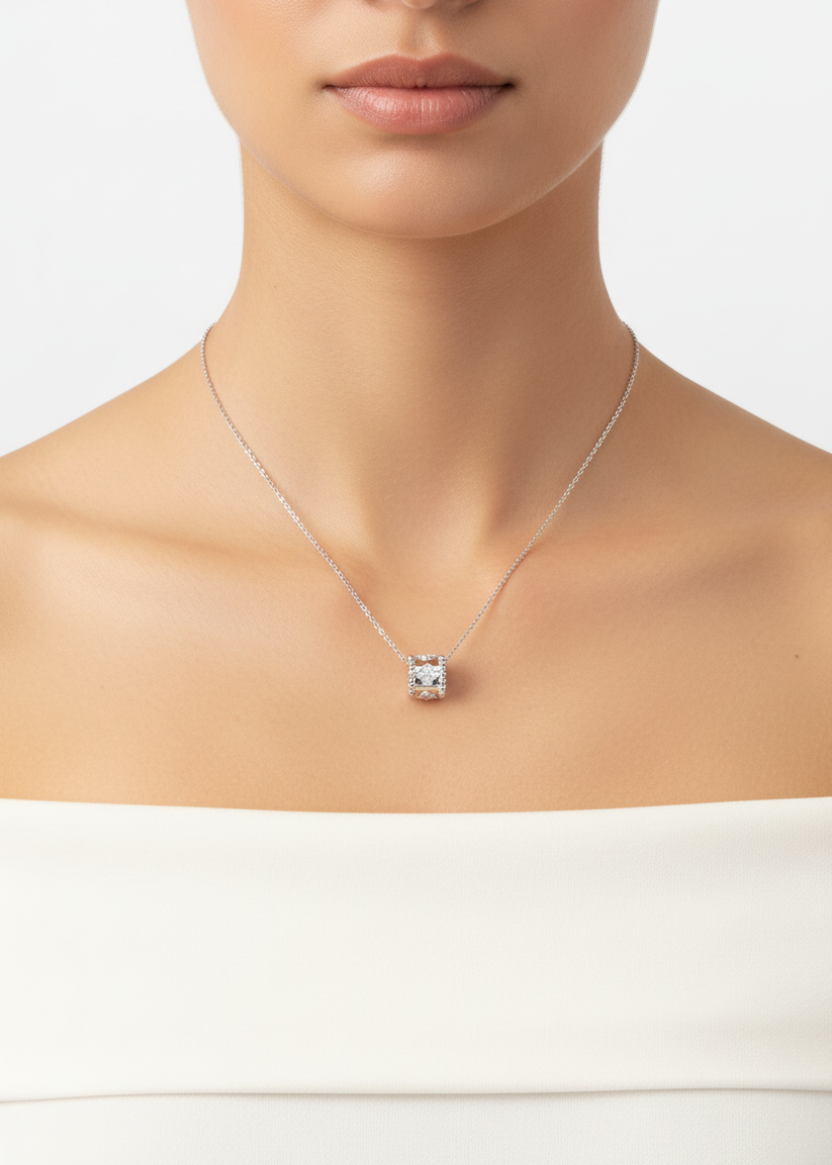 Two-Tone Cylinder Pendant Necklace