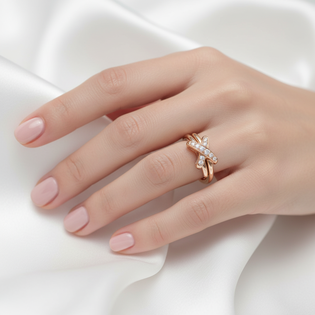 Cross-Over Diamond Ring