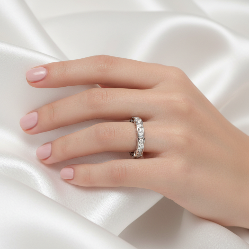 Full Diamond Snake-Scale Ring