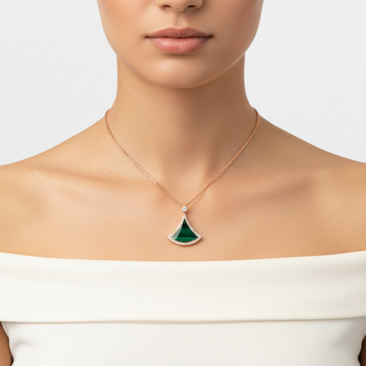 Rose Gold Diamond Fan-Shaped Necklace