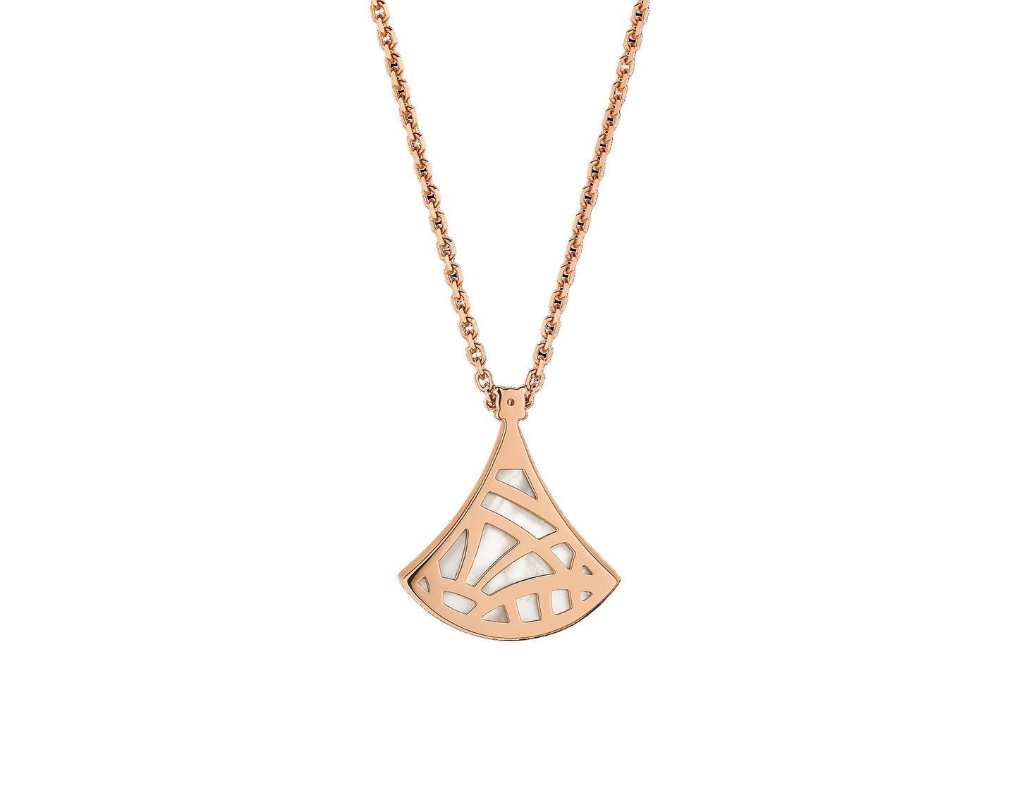 White Mother-of-Pearl Diamond Fan-Shaped Necklace