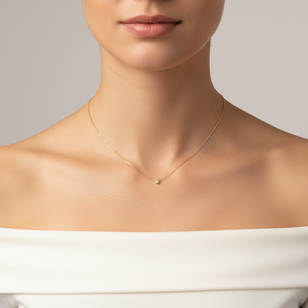 Diamond Dewdrop Solitaire Necklace