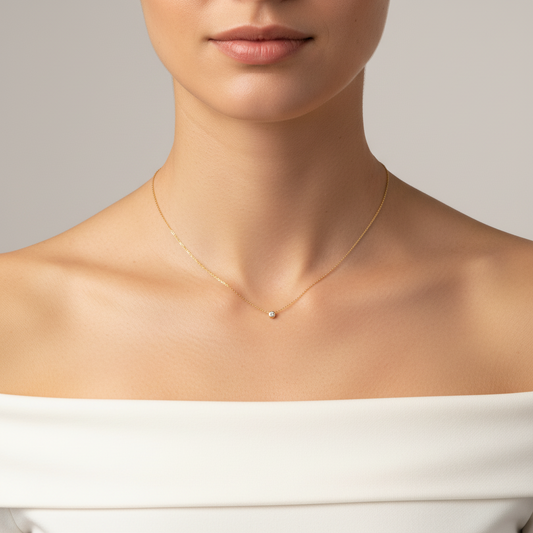 Diamond Dewdrop Solitaire Necklace