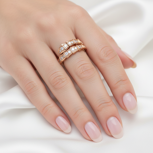 Full Diamond Snake Bone Ring