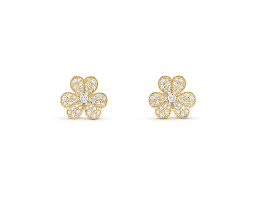 Full Diamond Four-Leaf Clover Earrings