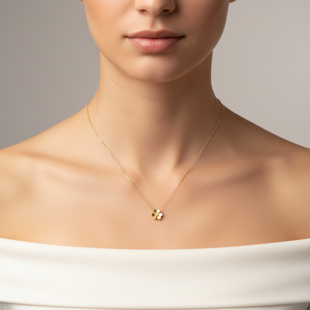 Single Diamond Clover Necklace
