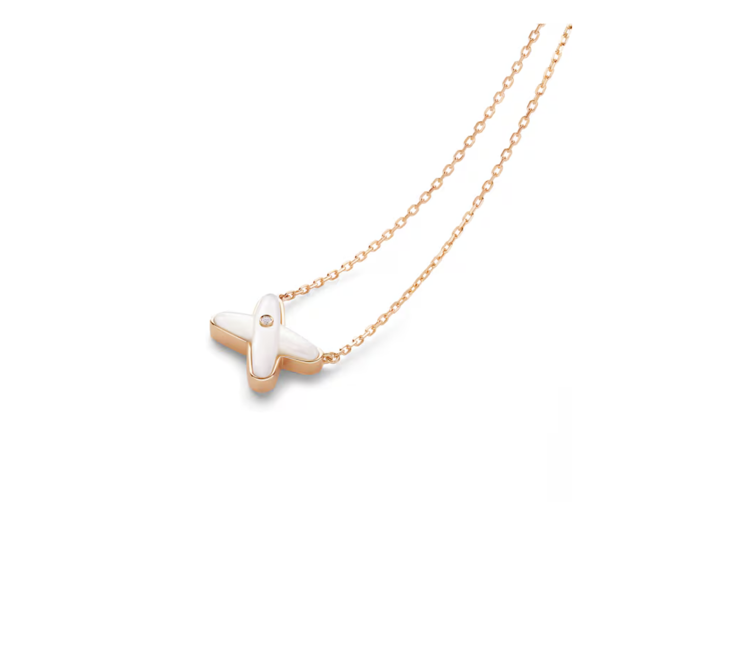 Cross-Patterned Mother-of-Pearl and Diamond Necklace
