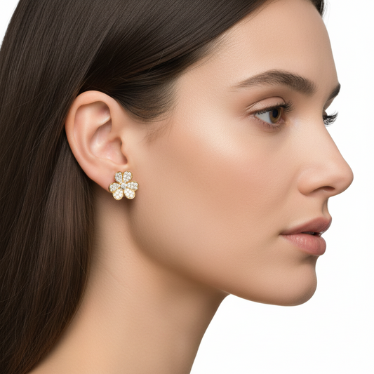 Full Diamond Four-Leaf Clover Earrings